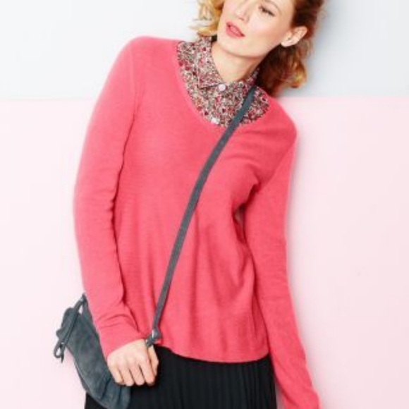 Garnet Hill Pink Easy Modern Cashmere Sweater